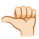 Leftwards thumb sign, light skin tone