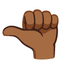 Leftwards thumb sign, medium-dark skin tone