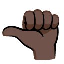 Leftwards thumb sign, dark skin tone