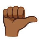 Rightwards thumb sign, medium-dark skin tone