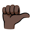 Rightwards thumb sign, dark skin tone